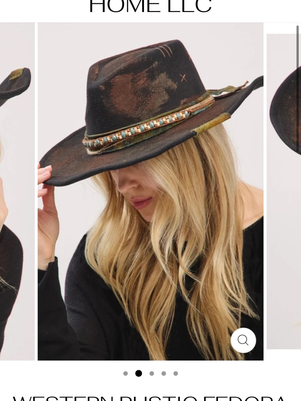 Western Rustic Fedora Hat - Black and Brown - Picture 2 of 8